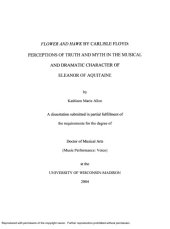 book “Flower and Hawk” by Carlisle Floyd: Perceptions of truth and myth in the musical and dramatic character of Eleanor of Aquitaine