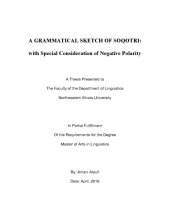 book A Grammatical Sketch of Soqotri: with Special Consideration of Negative Polarity