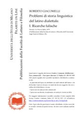 book Problemi  di  storia  linguistica  del  latino  dialettale.   I.  Ricerche  falische 