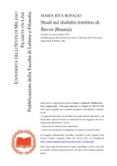 book Studi  sul  dialetto  trentino  di  Štivor  (Bosnia) 