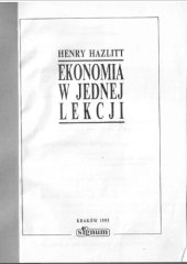 book Ekonomia w jednej lekcji