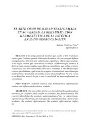 book el arte como realidad trasformada en su verdad-rehabilitación hermenéutica de la estética en Gadamer