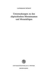 book Untersuchungen zu den altgriechischen Monatsnamen und Monatsfolgen