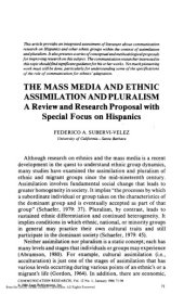 book The Mass Media and Ethnic Assimilation and Pluralism A Review and Research Proposal with Special Focus on Hispanics