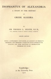 book Diophantus of Alexandria a study in the History of Greek Algebra