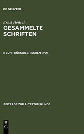 book Gesammelte Schriften I - Zum frühgriechischen Epos