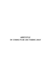 book Aristotle: On Coming-to-Be and Passing-Away