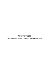 book Aristotelis De Insomniis et De Divinatione per somnum: a new edition of the Greek text with the Latin translation