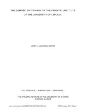 book The Demotic Dictionary of the Oriental Institute of the University of Chicago