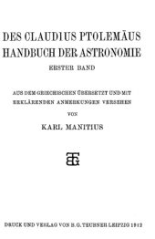 book Des Claudius Ptolemäus Handbuch der Astronomie.