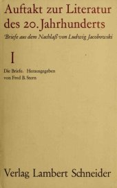 book Auftakt zur Literatur des 20. Jahrhunderts. Briefe aus dem Nachlaß von Ludwig Jacobowski