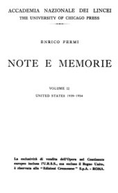 book Note e Memorie (Collected Papers). Volume II: United States 1939-1954