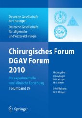 book Chirurgisches Forum und DGAV Forum 2010 : für experimentelle und klinische Forschung