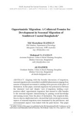 book Opportunistic Migration: A Collateral Promise for Development in Seasonal Migration of Southwest Coastal Bangladesh [article]