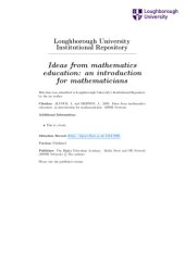 book Ideas From Mathematics Education: An Introduction For Mathematicians