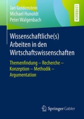 book Wissenschaftliche(s) Arbeiten in den Wirtschaftswissenschaften