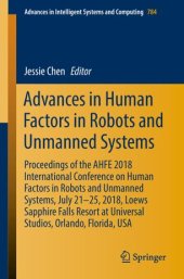 book Advances in Human Factors in Robots and Unmanned Systems