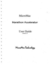 book Micro Mac Marathon  Accelerator User Guide for the Macintosh II