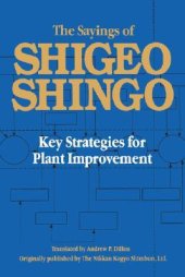 book The Sayings of Shigeo Shingo: Key Strategies for Plant Improvement