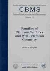 book Families of Riemann surfaces and Weil-Petersson geometry