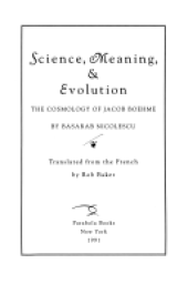 book Science, Meaning, & Evolution: The Cosmology of Jacob Boehme