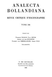 book Analecta Bollandiana. Revue critique d’hagiographie