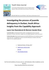 book Investigating the process of juvenile delinquency in Durban, South Africa: Insights from the Capability Approach