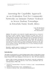 book Assessing the Capability Approach as an Evaluation Tool for Community Networks on Intimate Partner Violence in Seven Durban Townships in KwaZulu‑Natal, South Africa