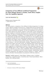 book Comparison of four different livelihood programmes for urban refugee women: Insights from the capability approach