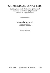 book Numerical Analysis: With Emphasis on the Application of Numerical Techniques to Problems of Infinitesimal Calculus in Single Variable