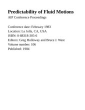 book Predictability of Fluid Motions (Aip Conference Proceedings)