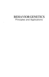 book Behavior Genetics: Principles and Applications