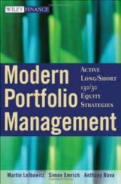 book Modern Portfolio Management: Active Long/Short 130/30 Equity Strategies (Wiley Finance)