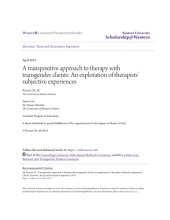 book A transpositive approach to therapy with transgender clients: An exploration of therapists’ subjective experiences