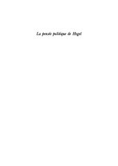 book La Pensée Politique de Hegel