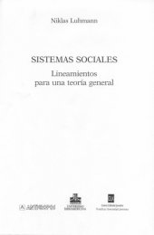 book Sistemas sociales: lineamientos para una teoría general