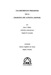 book Una descripción preliminar de la gramática del achagua