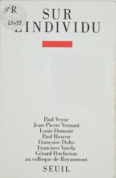 book Sur l’individu: Contributions au colloque de Royaumont (1985)