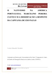 book O nativismo na América Portuguesa: Marcelino Pereira Cleto e sua Dissertação a respeito da Capitania de São Paulo