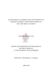 book An inner-biblical interpretation and intertextual reading of Ezekiel’s recognition formulae with the Book of Exodus