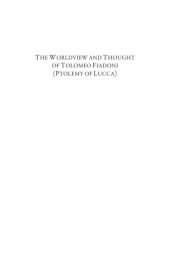 book The Worldview and Thought of Tolomeo Fiadoni (Ptolemy of Lucca)