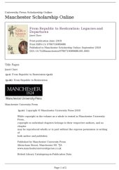 book From Republic to Restoration: Legacies and Departures