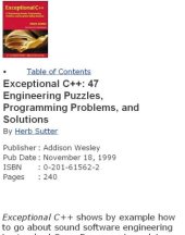 book Exceptional C++:47 Engineering Puzzles, Programming Problems and Solutions