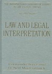 book Law and legal interpretation