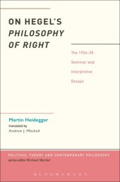 book On Hegel’s Philosophy of Right: The 1934-35 Seminar and Interpretive Essays