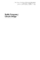 book Radio Frequency Circuit Design