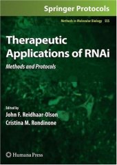 book Therapeutic Applications of RNAi: Methods and Protocols