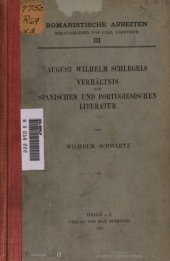 book August Wilhelm Schlegels Verhältnis zur spanischen und portugiesischen Literatur