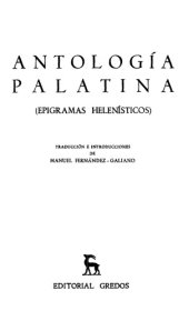 book Antología palatina I (Epigramas helenísticos)