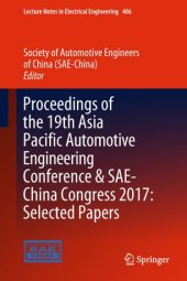 book Proceedings of the 19th Asia Pacific Automotive Engineering Conference & SAE-China Congress 2017: Selected Papers